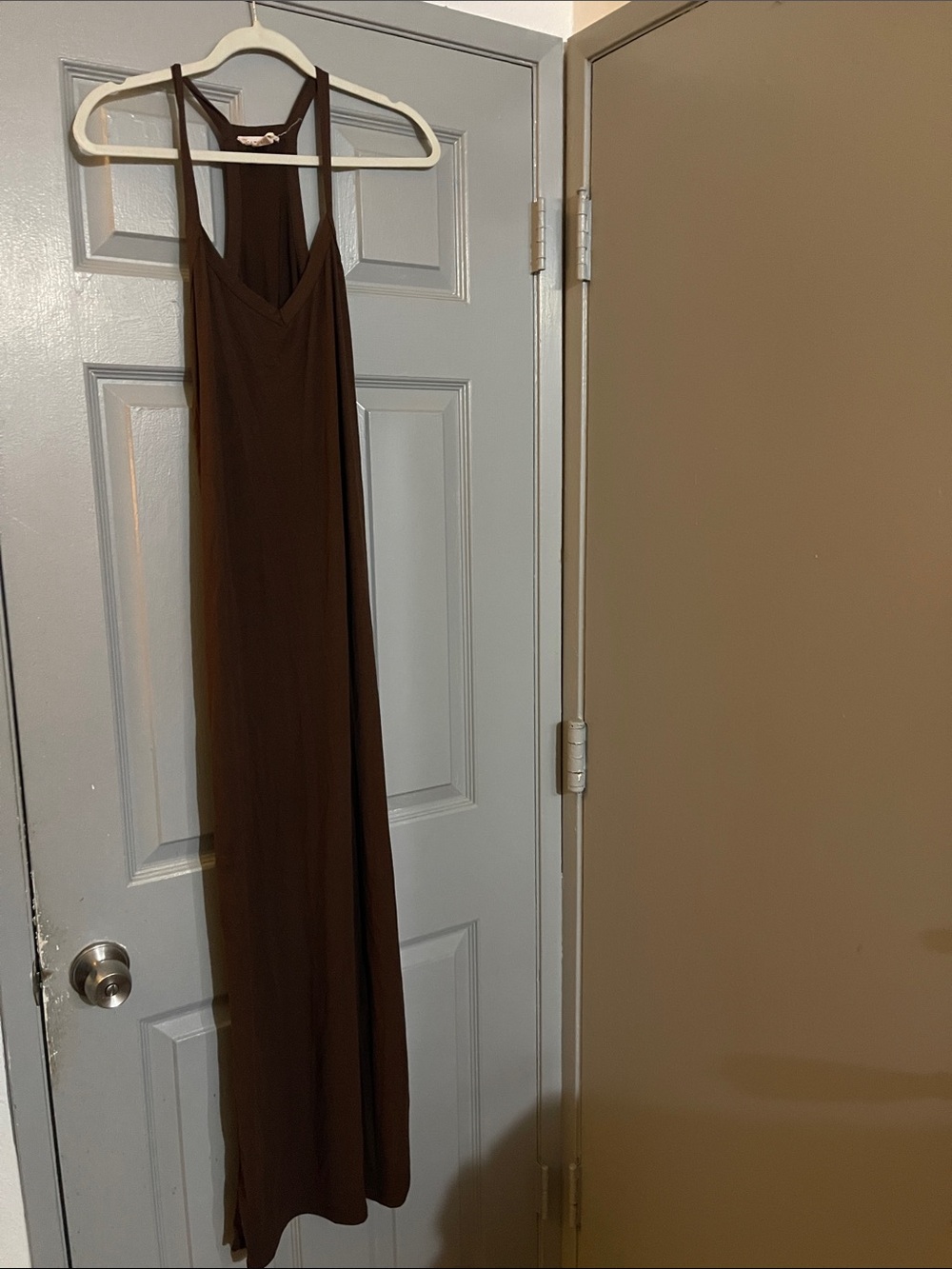 Brown Sleeveless Maxi Slip Dress